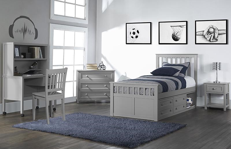 NE Kids Lake House Twin Captains Bed With Side Storage Darvin